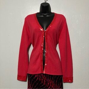 Y2K Vintage Pink Sequin Long Sleeve Cardigan sequined